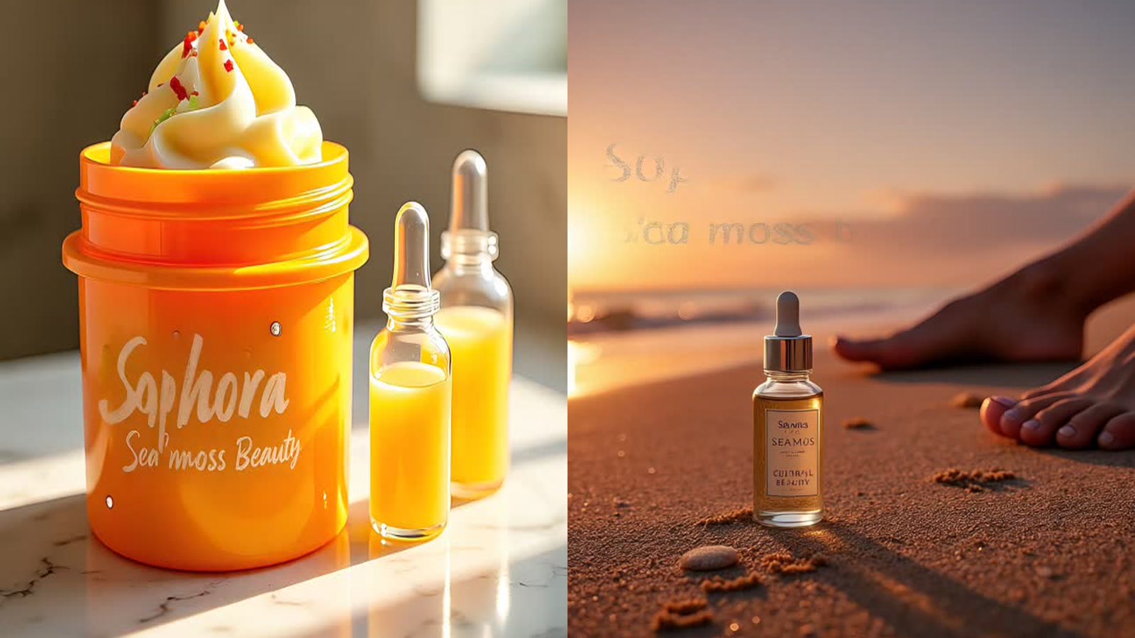 Sophora sea moss bundle visual with body products and oils