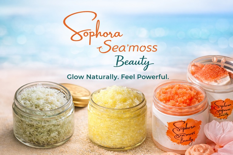 Sea moss gel jars and routine visuals